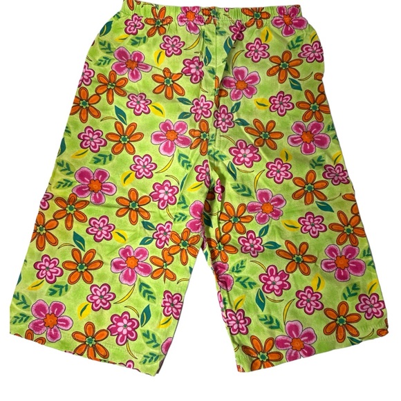 Bright Colorful Girls Floral Bermuda Cropped Bloomer Pant Tropical Sz M 8/10 - Picture 2 of 3